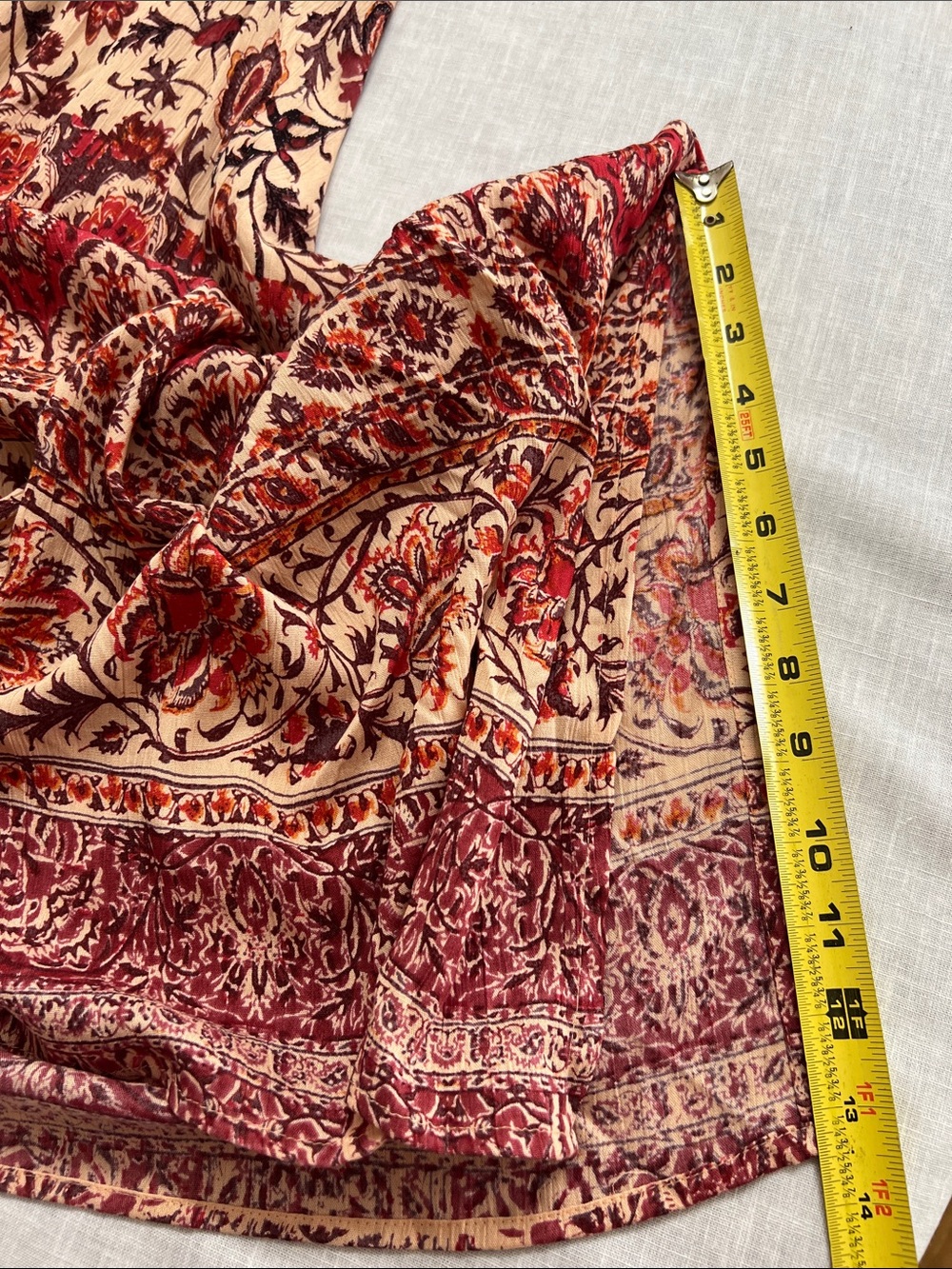 🌞 Angie Bohemian Peach & Burgundy Floral Print spagetti strin maxi dress women S - Picture 8 of 16